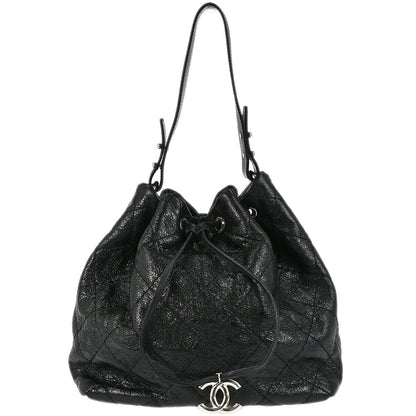 Chanel 2010-2011 Black Calfskin On The Road Drawstring Bucket Handbag