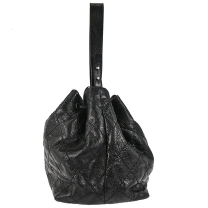 Chanel 2010-2011 Black Calfskin On The Road Drawstring Bucket Handbag