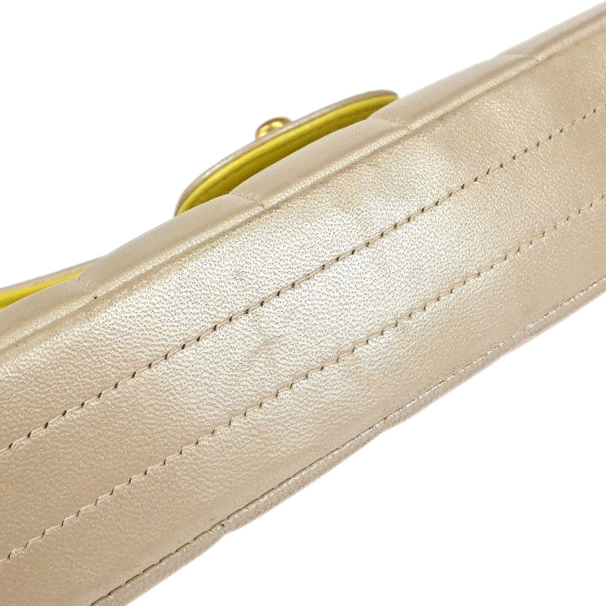 Chanel 2000-2001 Champagne Gold Lambskin Choco Bar East West Shoulder Bag