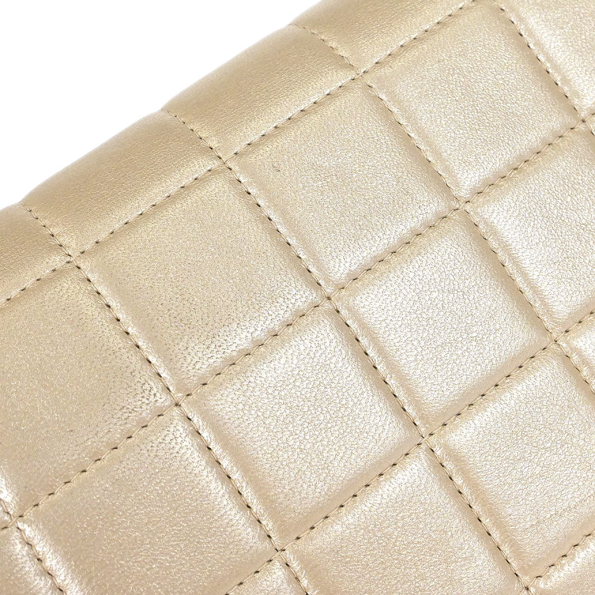 Chanel 2000-2001 Champagne Gold Lambskin Choco Bar East West Shoulder Bag