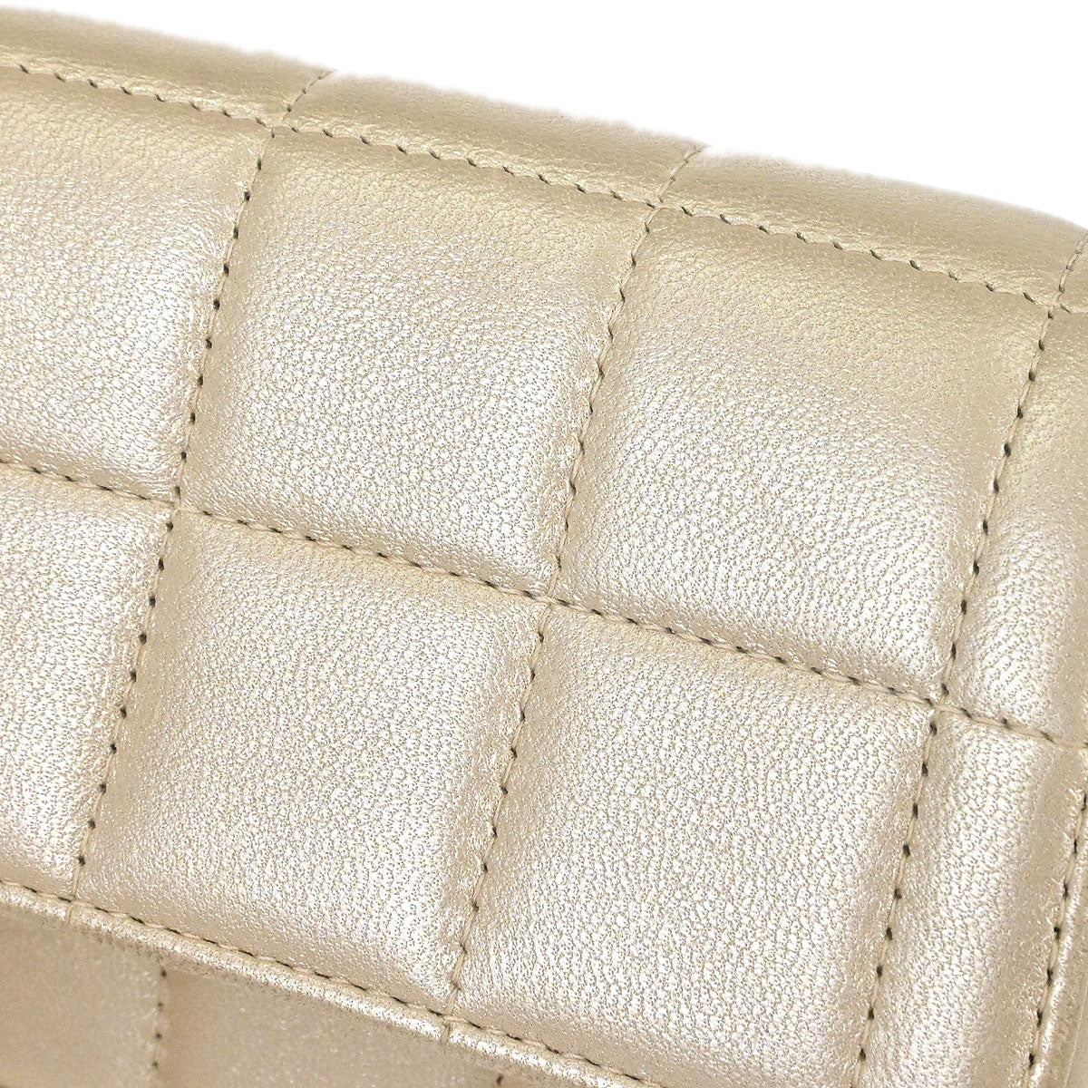 Chanel 2000-2001 Champagne Gold Lambskin Choco Bar East West Shoulder Bag