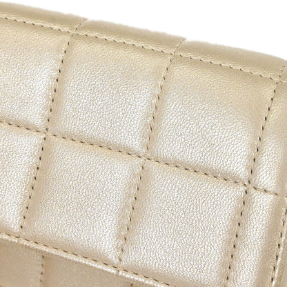 Chanel 2000-2001 Champagne Gold Lambskin Choco Bar East West Shoulder Bag