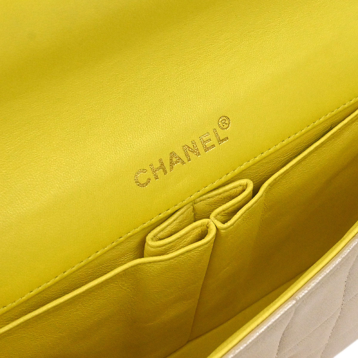 Chanel 2000-2001 Champagne Gold Lambskin Choco Bar East West Shoulder Bag