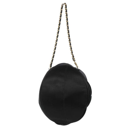Chanel Black Lambskin Satin Camellia Handbag