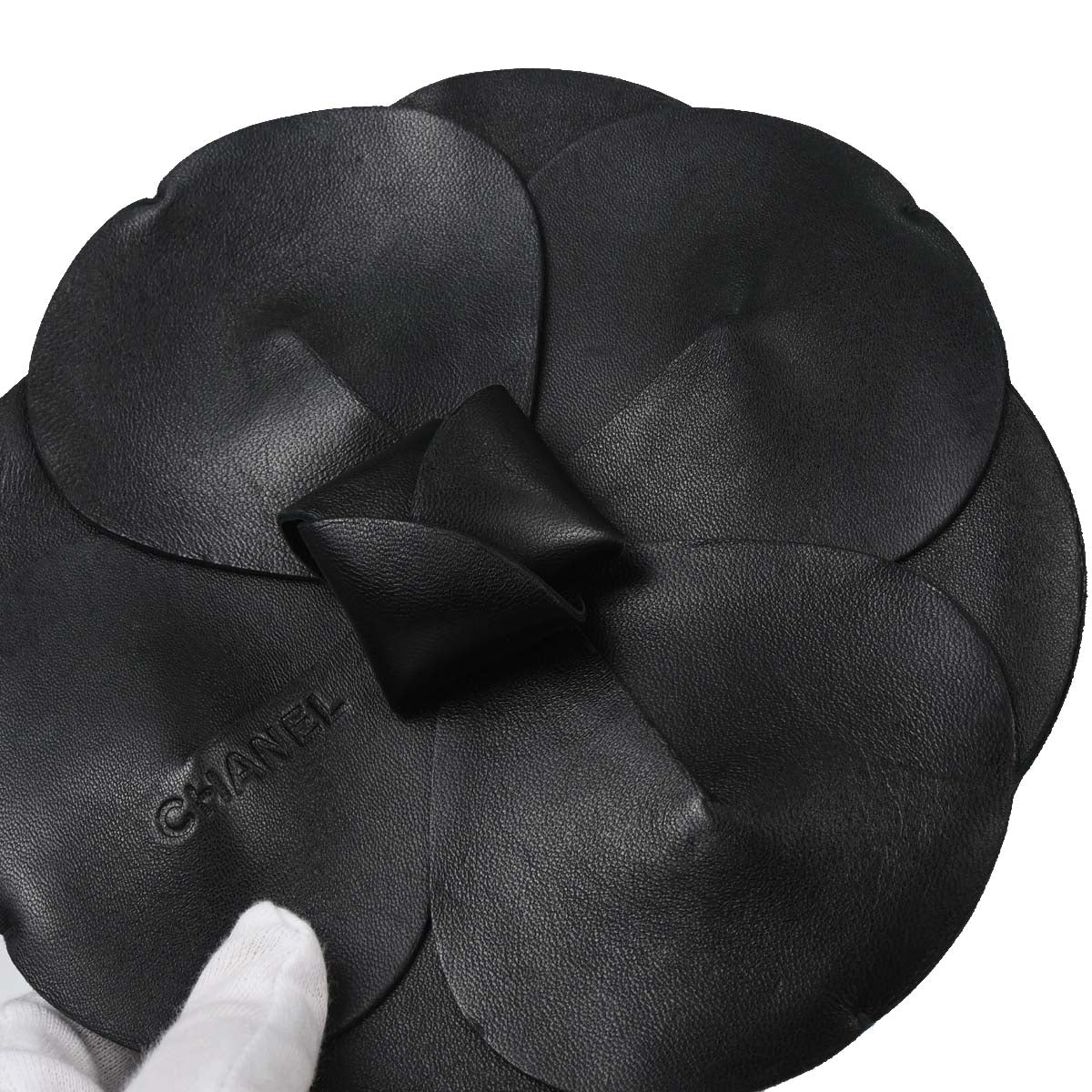 Chanel Black Lambskin Satin Camellia Handbag