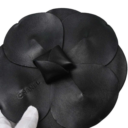 Chanel Black Lambskin Satin Camellia Handbag