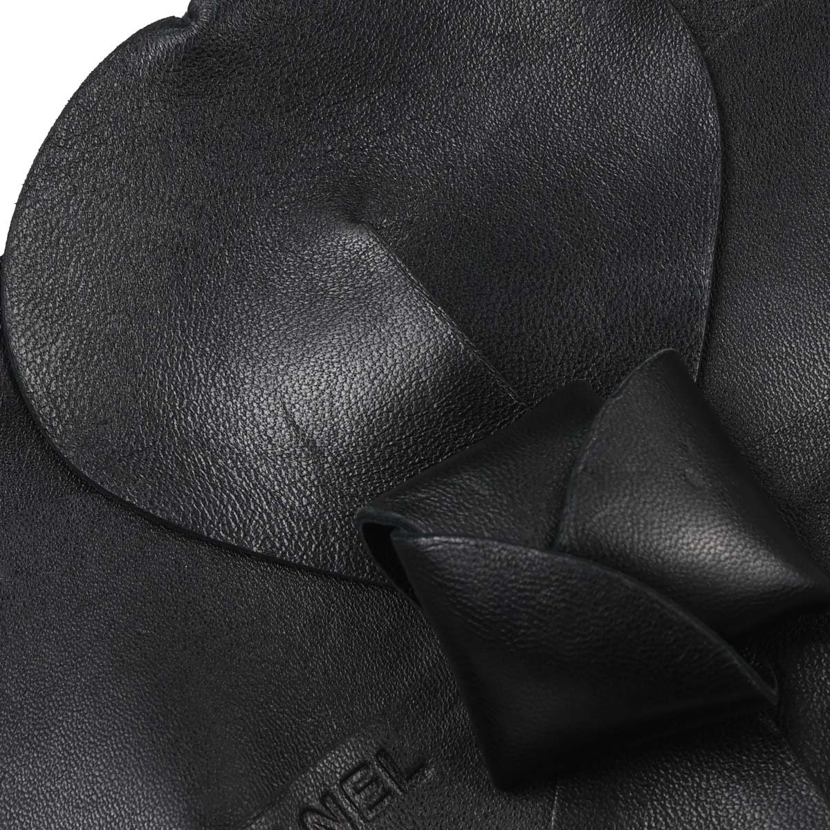 Chanel Black Lambskin Satin Camellia Handbag