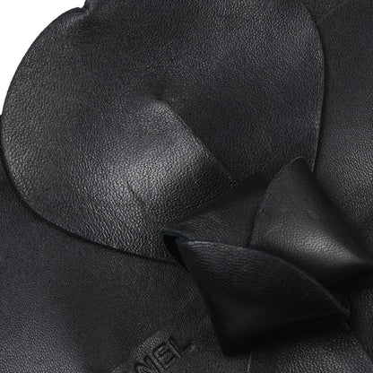Chanel Black Lambskin Satin Camellia Handbag