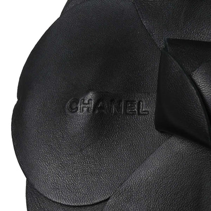 Chanel Black Lambskin Satin Camellia Handbag