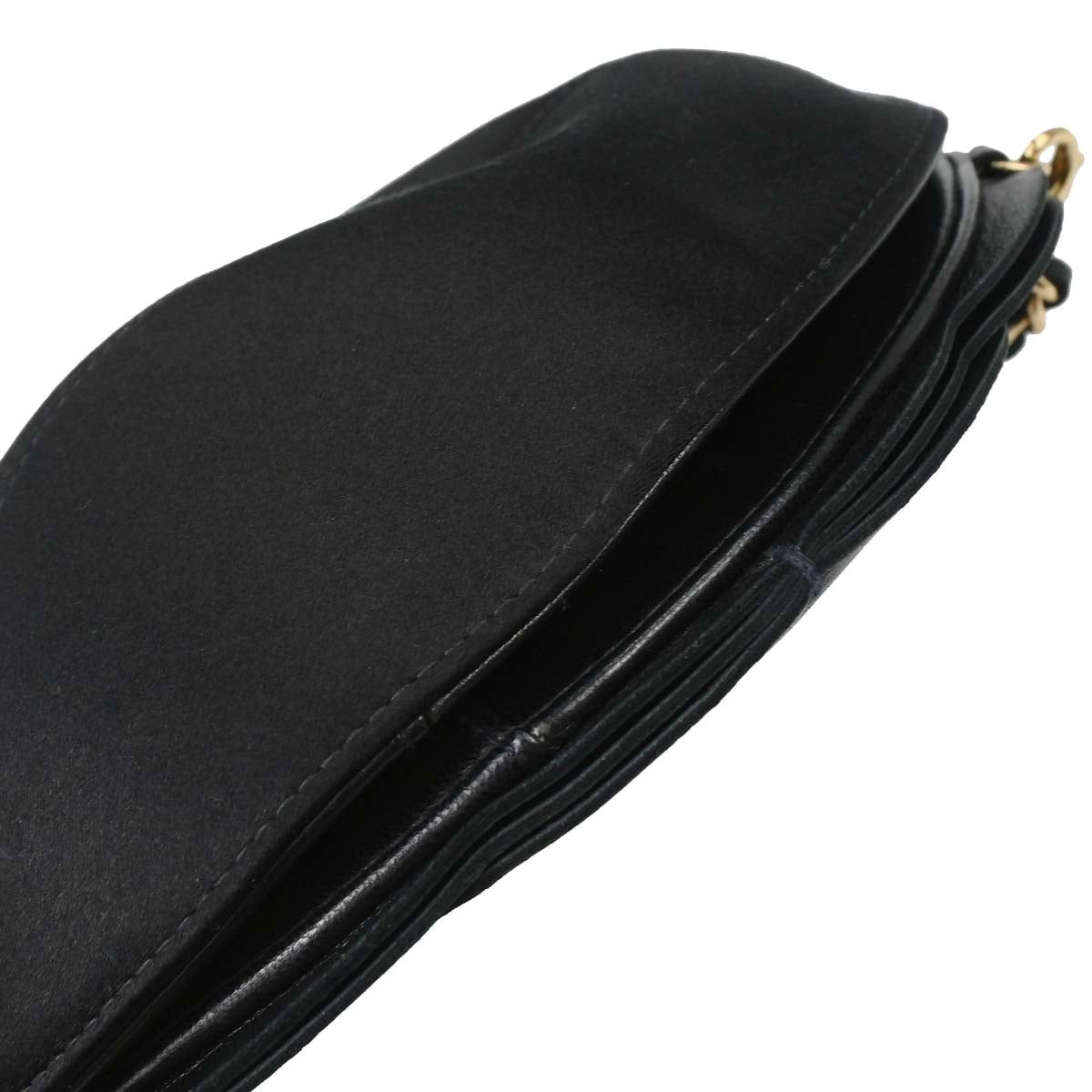 Chanel Black Lambskin Satin Camellia Handbag