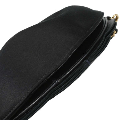 Chanel Black Lambskin Satin Camellia Handbag
