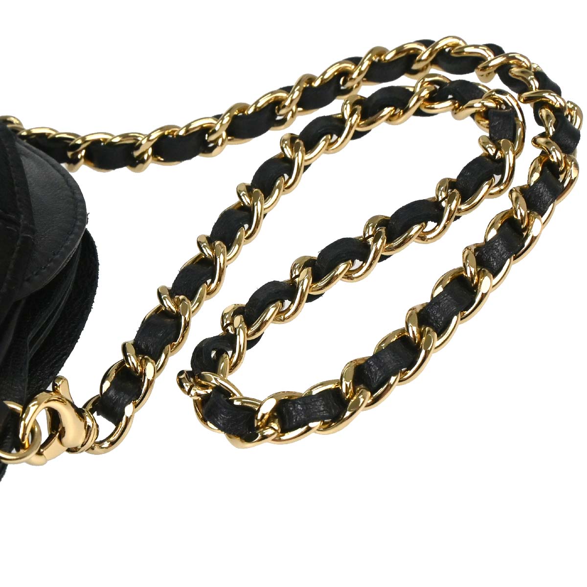 Chanel Black Lambskin Satin Camellia Handbag