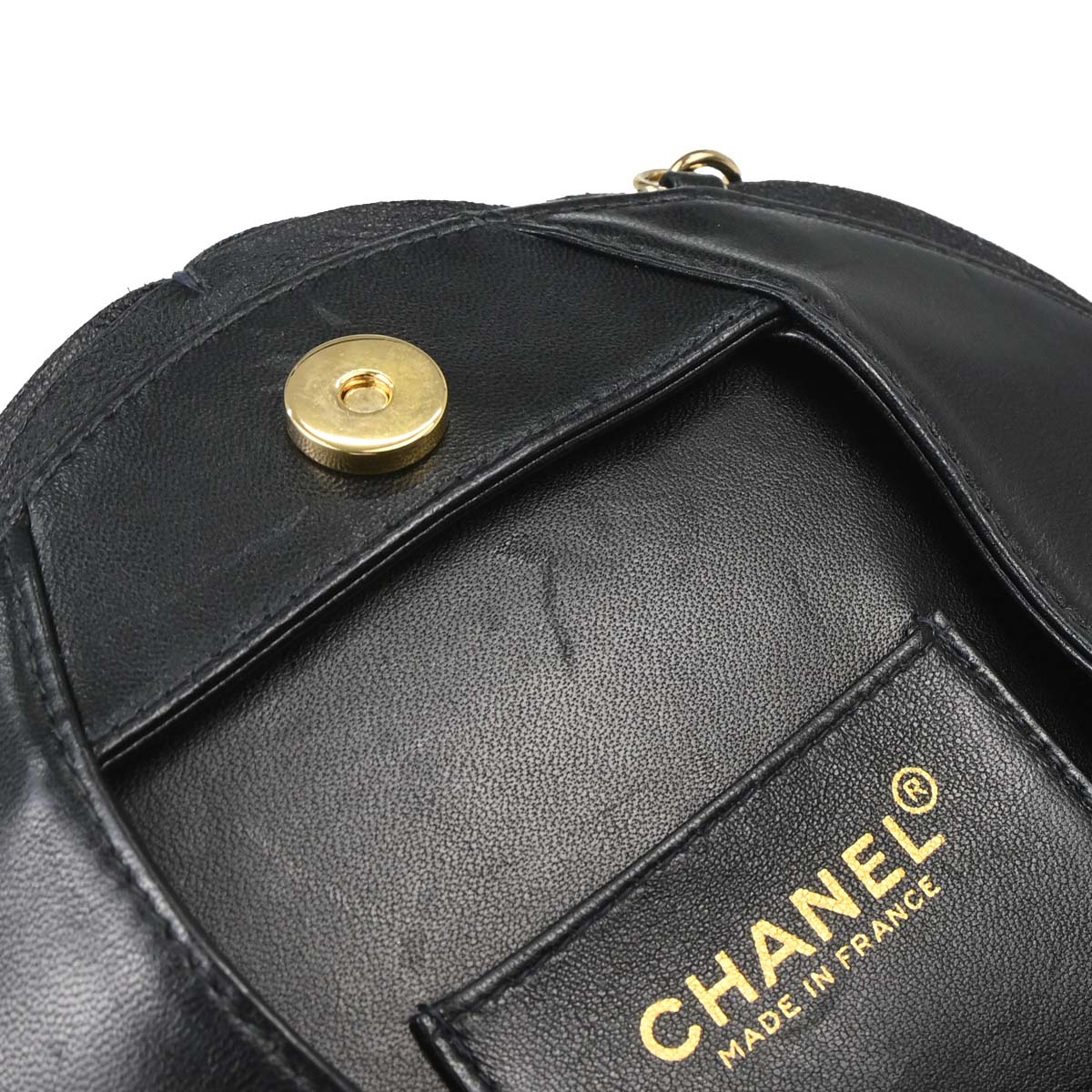 Chanel Black Lambskin Satin Camellia Handbag