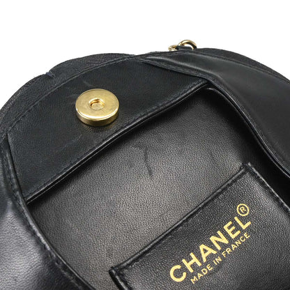 Chanel Black Lambskin Satin Camellia Handbag