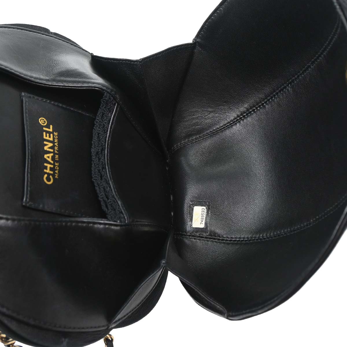 Chanel Black Lambskin Satin Camellia Handbag