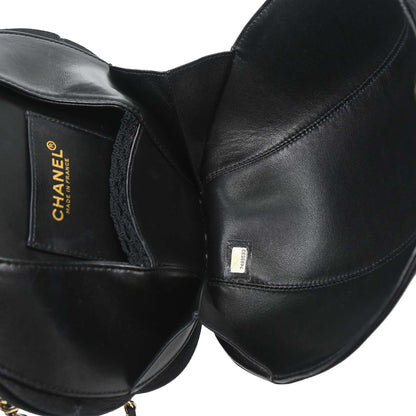 Chanel Black Lambskin Satin Camellia Handbag