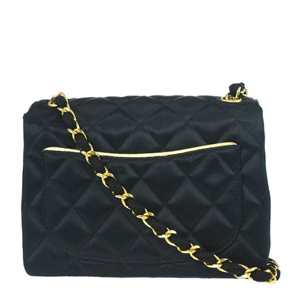 Chanel Black Satin Mini Classic Square Flap Shoulder Bag 17