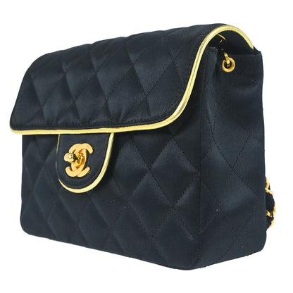 Chanel Black Satin Mini Classic Square Flap Shoulder Bag 17