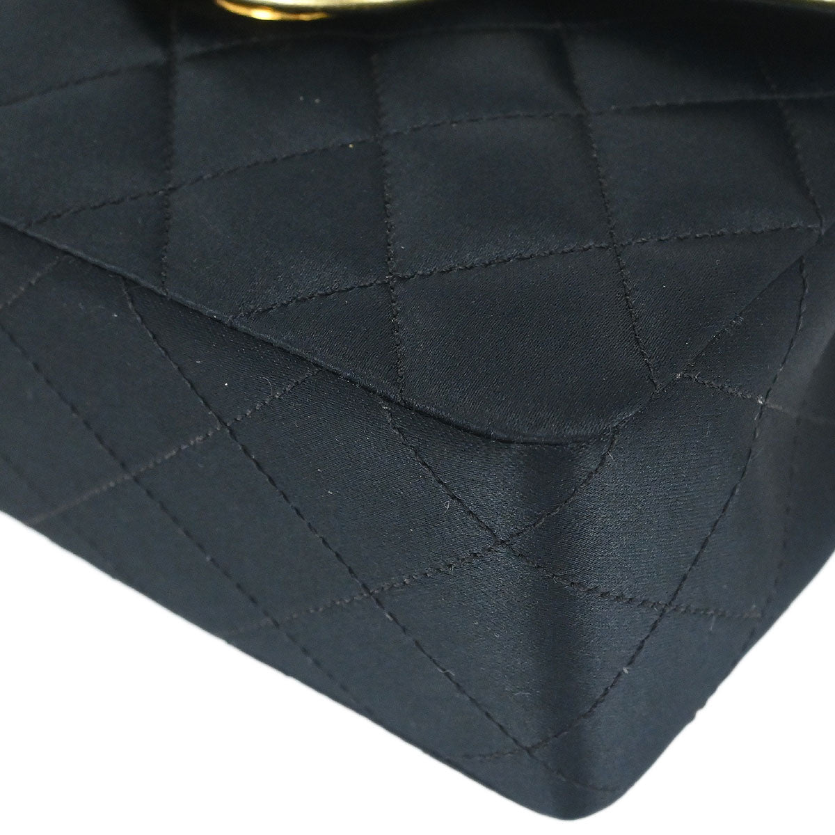 Chanel Black Satin Mini Classic Square Flap Shoulder Bag 17