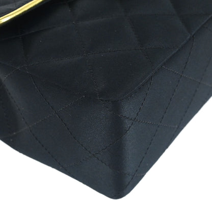 Chanel Black Satin Mini Classic Square Flap Shoulder Bag 17