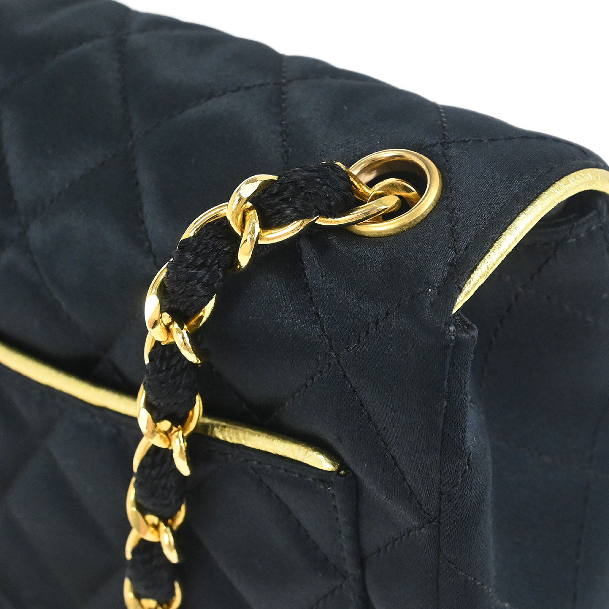 Chanel Black Satin Mini Classic Square Flap Shoulder Bag 17