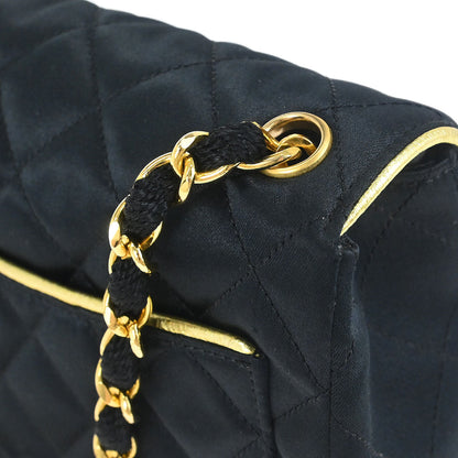 Chanel Black Satin Mini Classic Square Flap Shoulder Bag 17