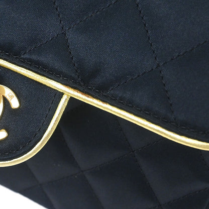 Chanel Black Satin Mini Classic Square Flap Shoulder Bag 17