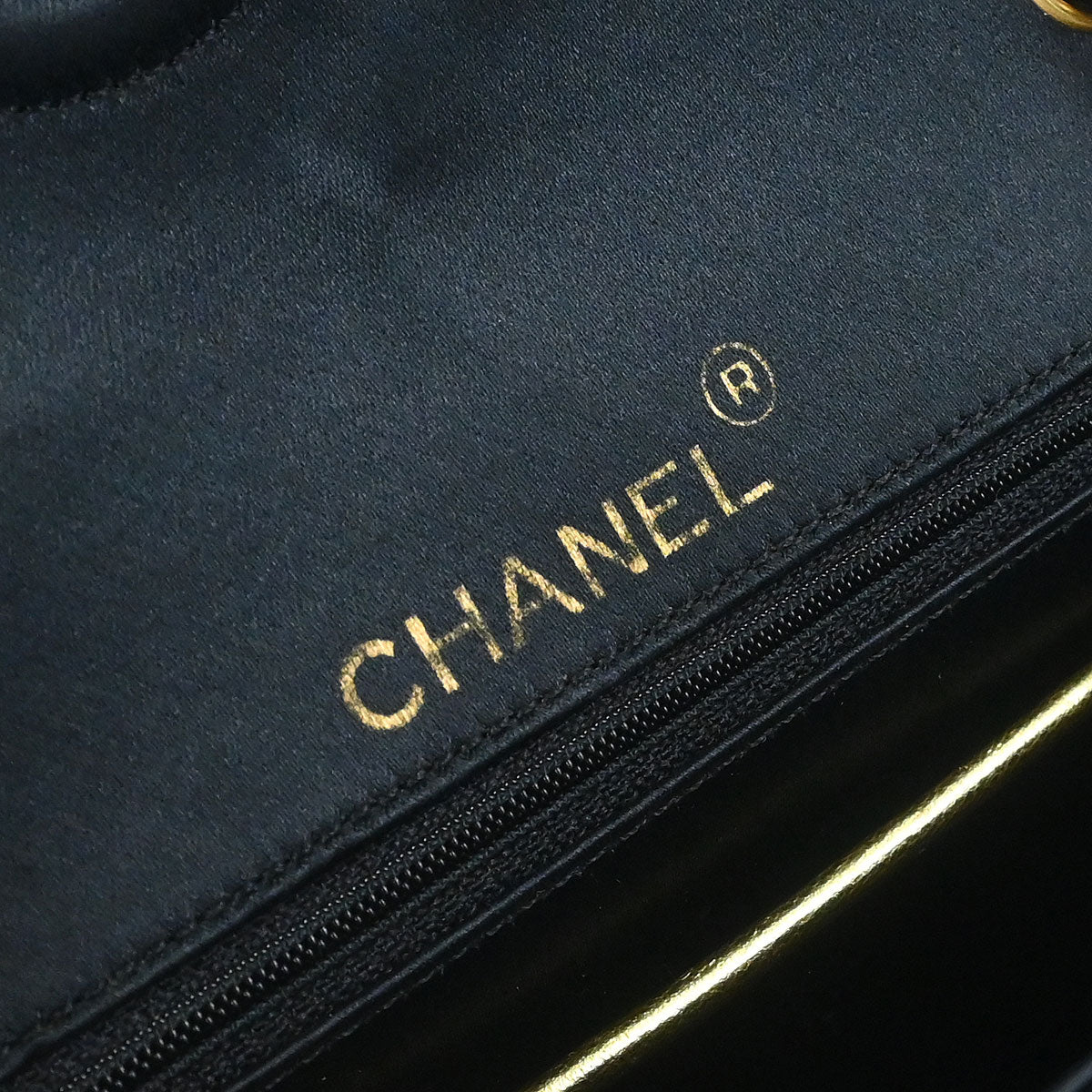 Chanel Black Satin Mini Classic Square Flap Shoulder Bag 17