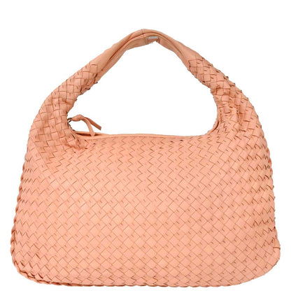 Bottega Veneta Pink Lambskin Intrecciato Hobo Handbag