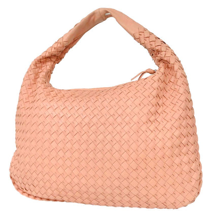 Bottega Veneta Pink Lambskin Intrecciato Hobo Handbag