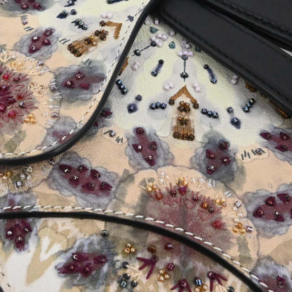 Christian Dior 2019 Kaleidiorscopic Collection Hand-painted Beaded Calfskin Saddle Bag Gold Tone Hardware