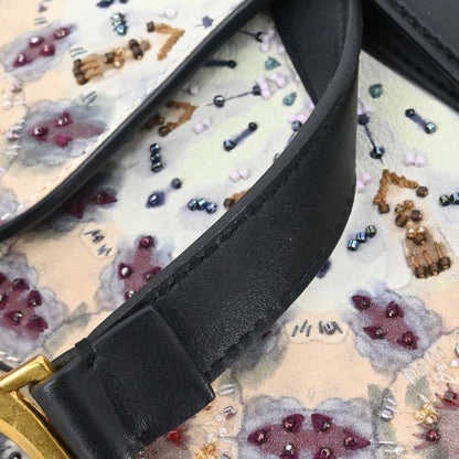 Christian Dior 2019 Kaleidiorscopic Collection Hand-painted Beaded Calfskin Saddle Bag Gold Tone Hardware