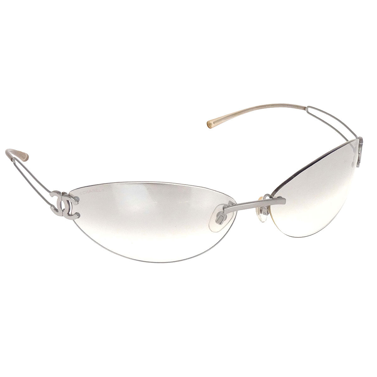 Chanel Sunglasses Eyewear Gray 70□14 120 Small Good