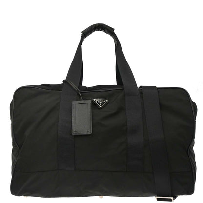 Prada Black Nylon 2way Duffle Shoulder Handbag