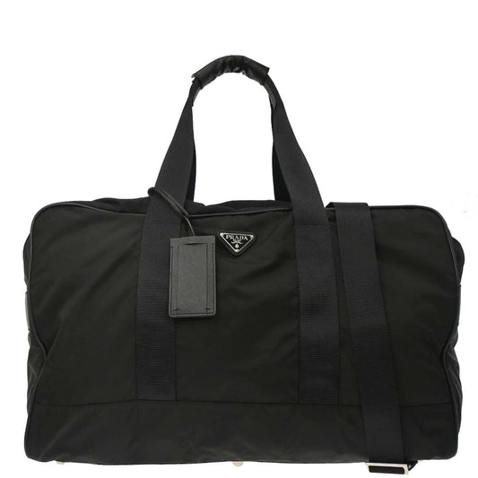 Prada Black Nylon 2way Duffle Shoulder Handbag