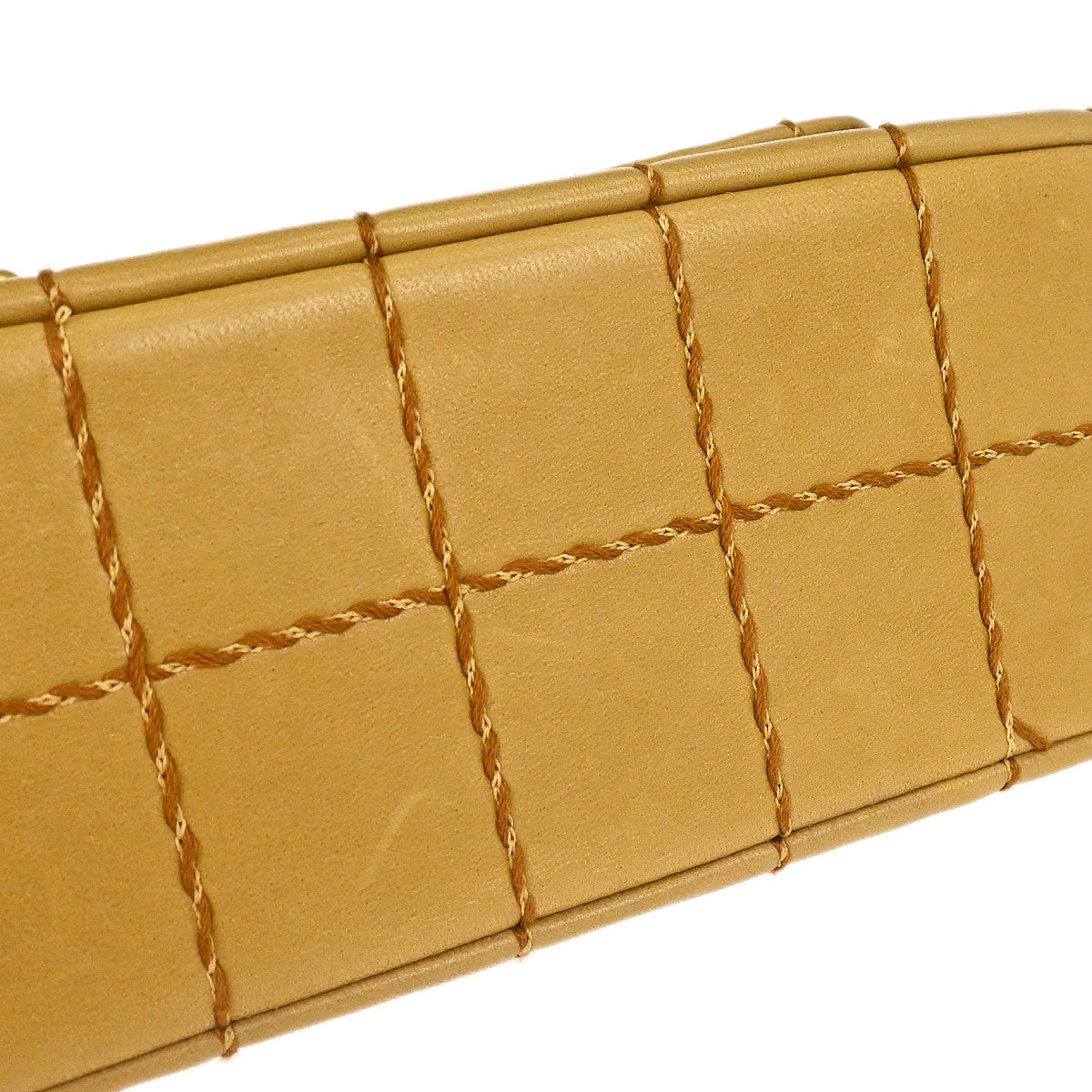 Chanel 2000-2001 Beige Lambskin Wild Stitch Choco Bar Shoulder Bag