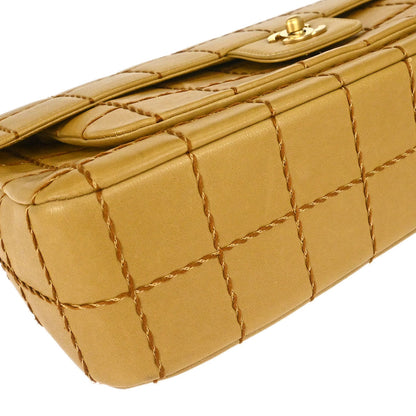 Chanel 2000-2001 Beige Lambskin Wild Stitch Choco Bar Shoulder Bag