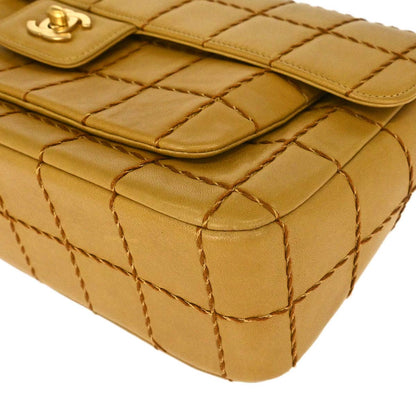 Chanel 2000-2001 Beige Lambskin Wild Stitch Choco Bar Shoulder Bag