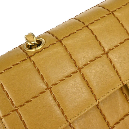Chanel 2000-2001 Beige Lambskin Wild Stitch Choco Bar Shoulder Bag