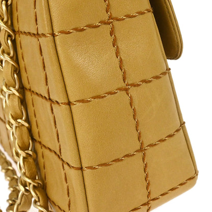 Chanel 2000-2001 Beige Lambskin Wild Stitch Choco Bar Shoulder Bag