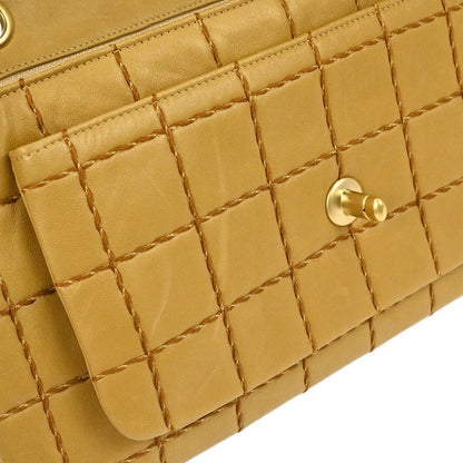 Chanel 2000-2001 Beige Lambskin Wild Stitch Choco Bar Shoulder Bag