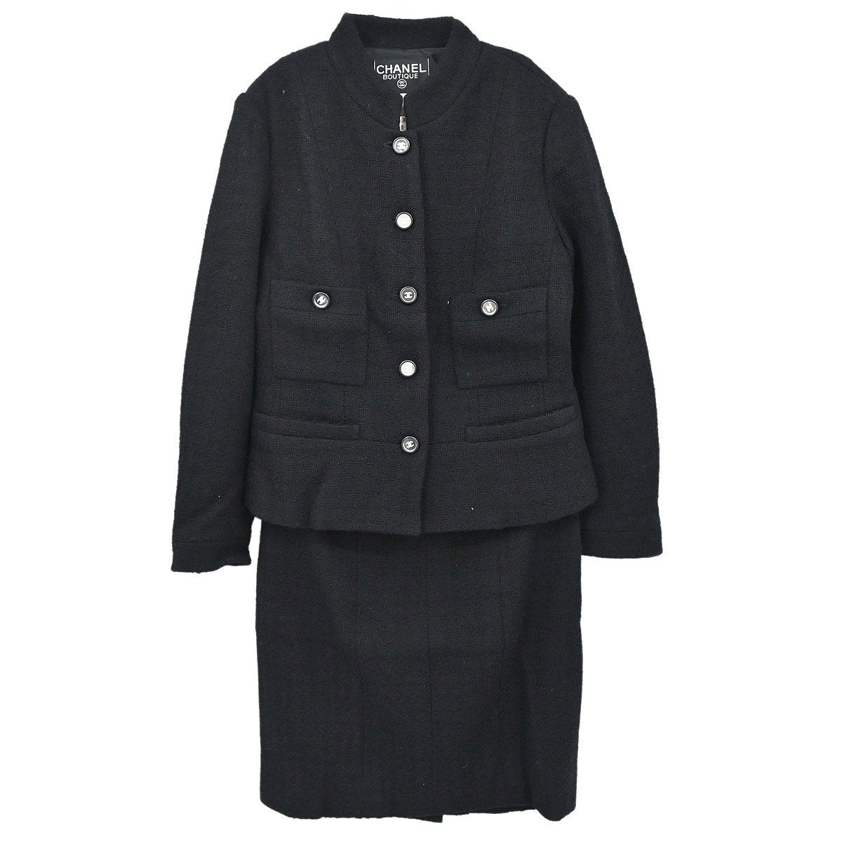 Chanel 1995 Setup Suit Jacket Skirt Black #40