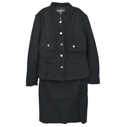 Chanel 1995 Setup Suit Jacket Skirt Black #40