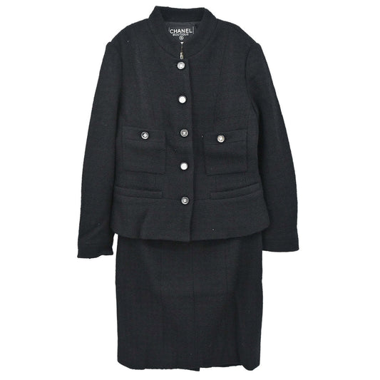 Chanel 1995 Setup Suit Jacket Skirt Black #40
