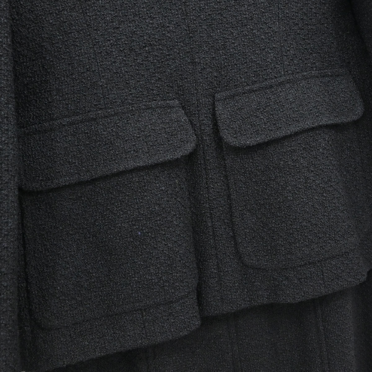 Chanel 1995 Setup Suit Jacket Skirt Tweed Black #38