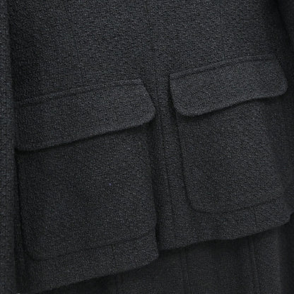 Chanel 1995 Setup Suit Jacket Skirt Tweed Black #38