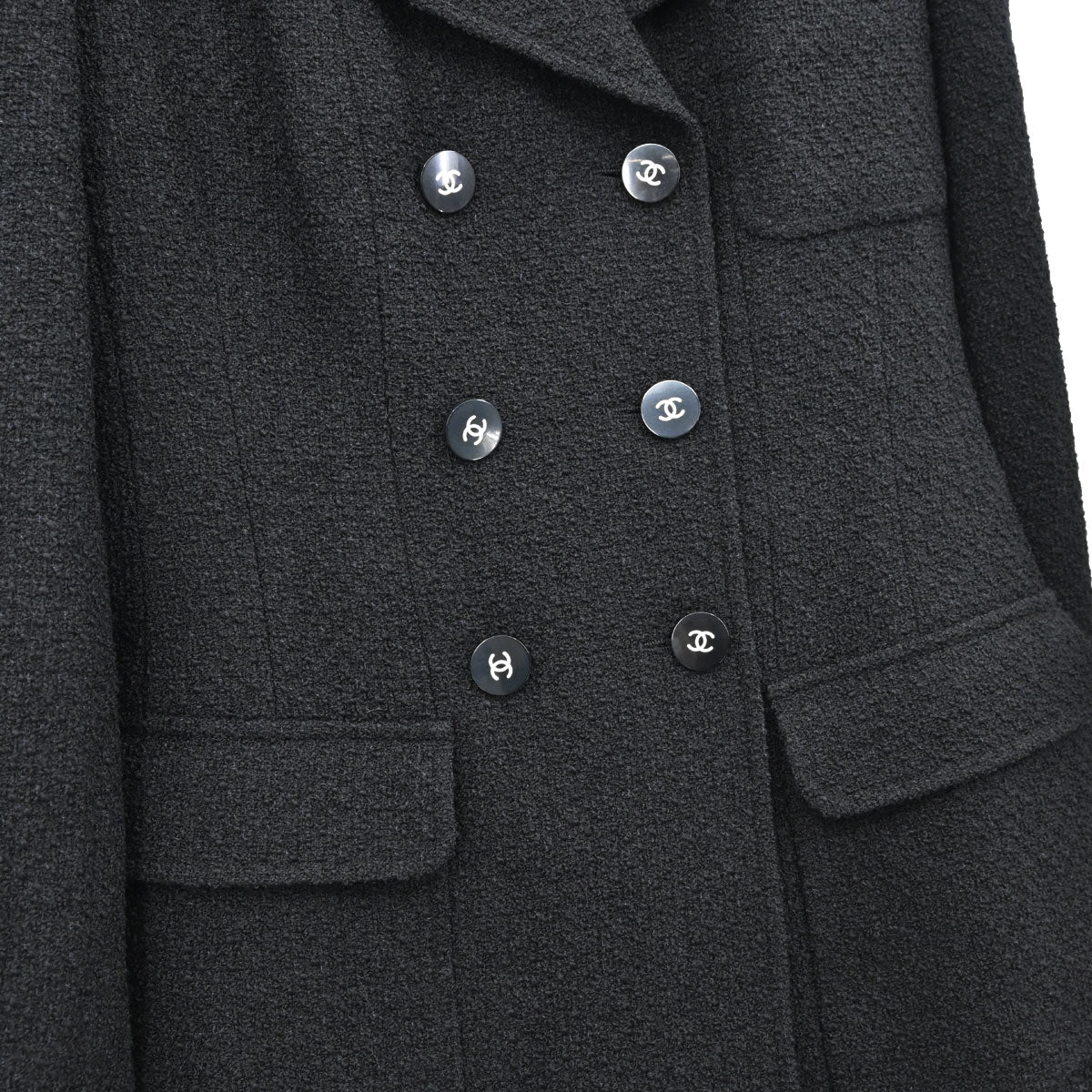 Chanel 1995 Setup Suit Jacket Skirt Tweed Black #38