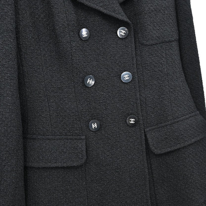 Chanel 1995 Setup Suit Jacket Skirt Tweed Black #38