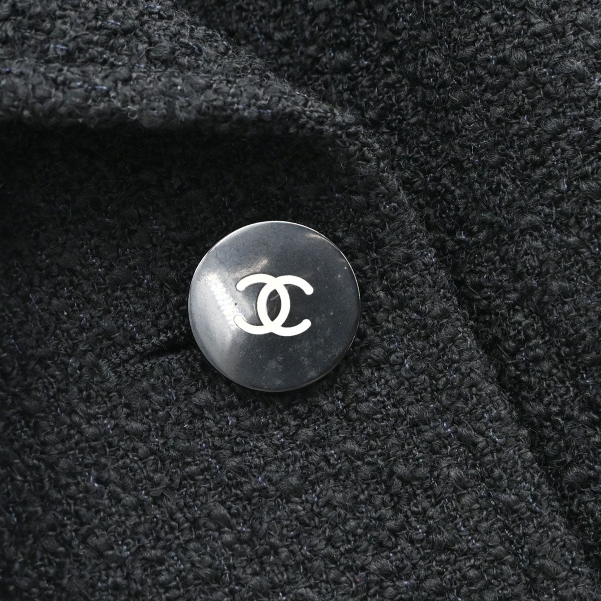 Chanel 1995 Setup Suit Jacket Skirt Tweed Black #38