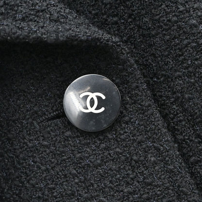Chanel 1995 Setup Suit Jacket Skirt Tweed Black #38